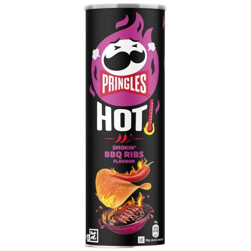 Pringles HOT Smokin' BBQ Ribs Flavour Tubo da 160 grammi