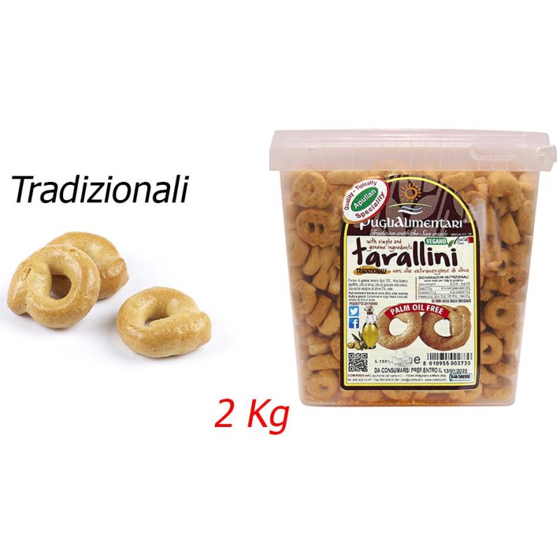 Puglialimentari Tarallini Tradizionali Secchiello da 2 Kg