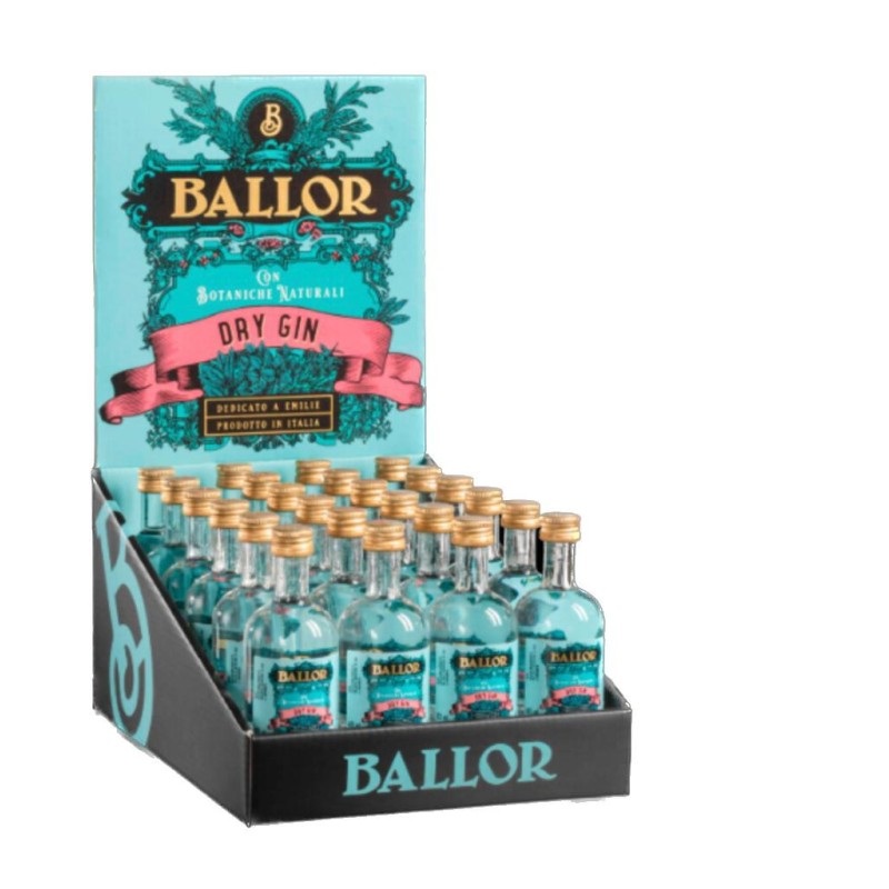 Ballor Dry Gin Il Gin di Emilie Display da 24 Bottigliette da 5 cl 40 % Vol.