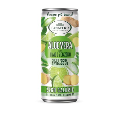 L'Angelica Aloe Vera Gusto Lime e Zenzero 12 Lattine da 240 ml