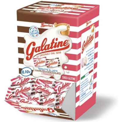 Galatine Tavolette al Latte con Pezzi di Cioccolato e Fragola Senza Glutine Box da 600 gr