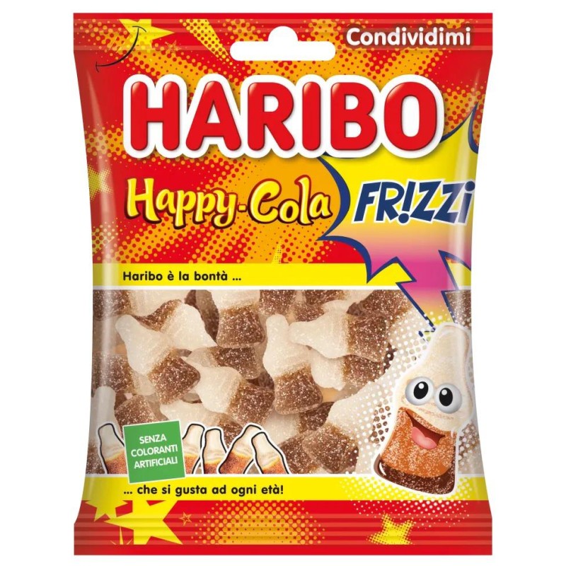 Haribo Happy Cola Frizzi Caramelle Gommose Gusto Cola Busta da 100 grammi