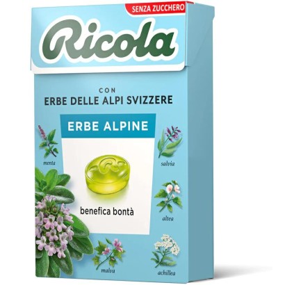 Ricola Erbe Alpine 1 Astuccio da 50 grammi Caramelle Balsamiche Senza Zucchero