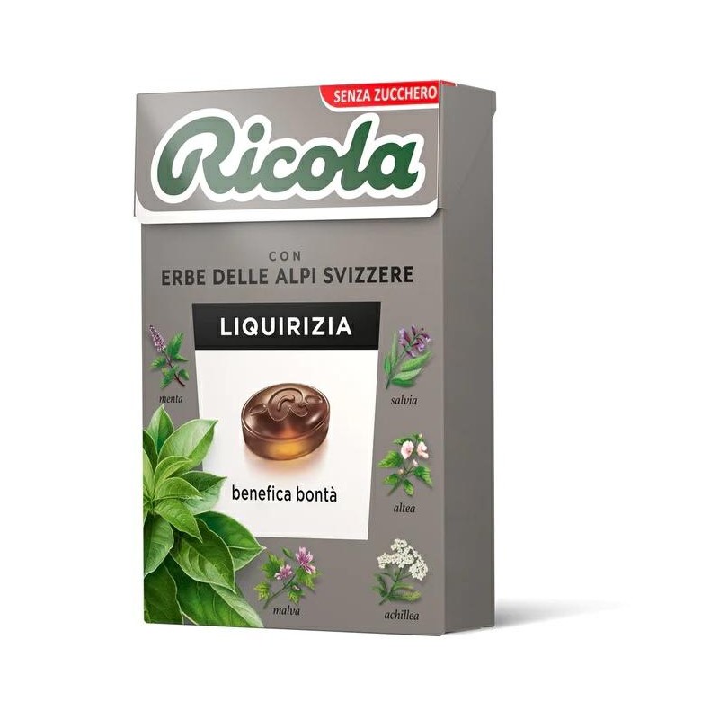 Ricola Liquirizia 1 Astuccio da 50 grammi Caramelle Balsamiche Senza Zucchero