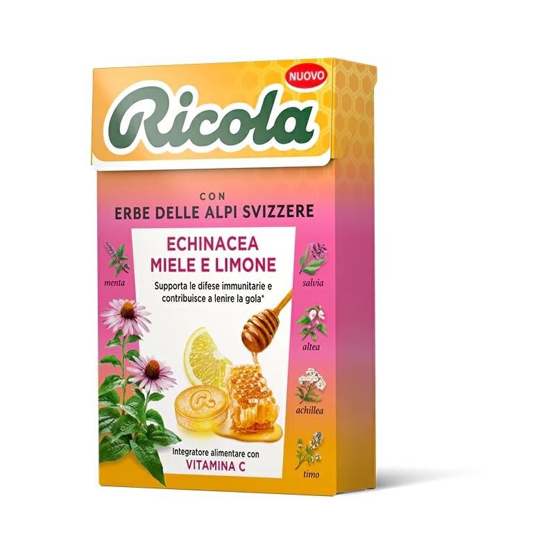 Ricola Echinacea Miele e Limone 1 Astuccio da 50 grammi Caramelle Balsamiche Senza Zucchero