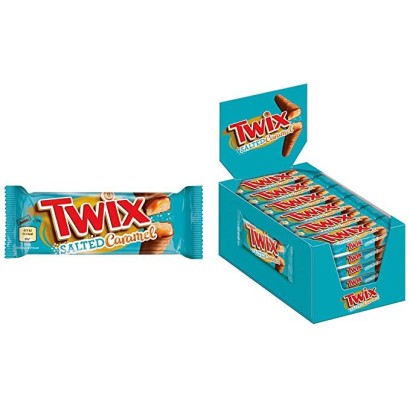 Twix Barrette di Cioccolato Caramello Salato, Confezione da 32 Pezzi x 46 gr