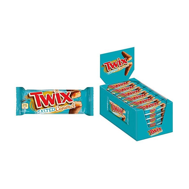 Twix Barrette di Cioccolato Caramello Salato, Confezione da 32 Pezzi x 46 gr