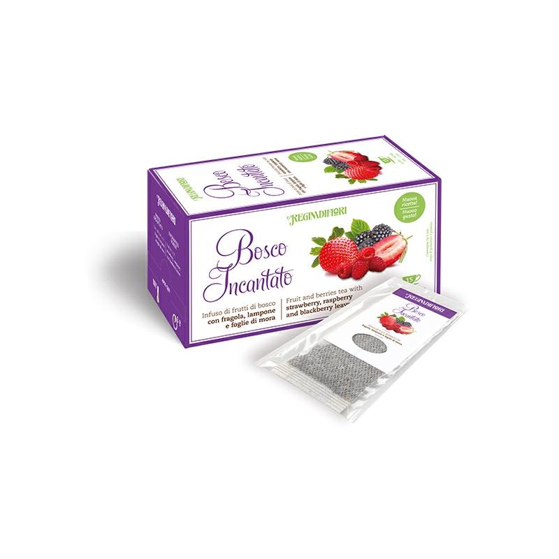 Tisana Bosco Incantato 15 filtri  con Fragola Lampone e Foglie di Mora Regina di Fiori
