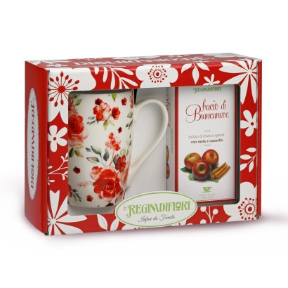 Scatola Vetrina Mug Porcellana + Tisana Baci Regina di Fiori