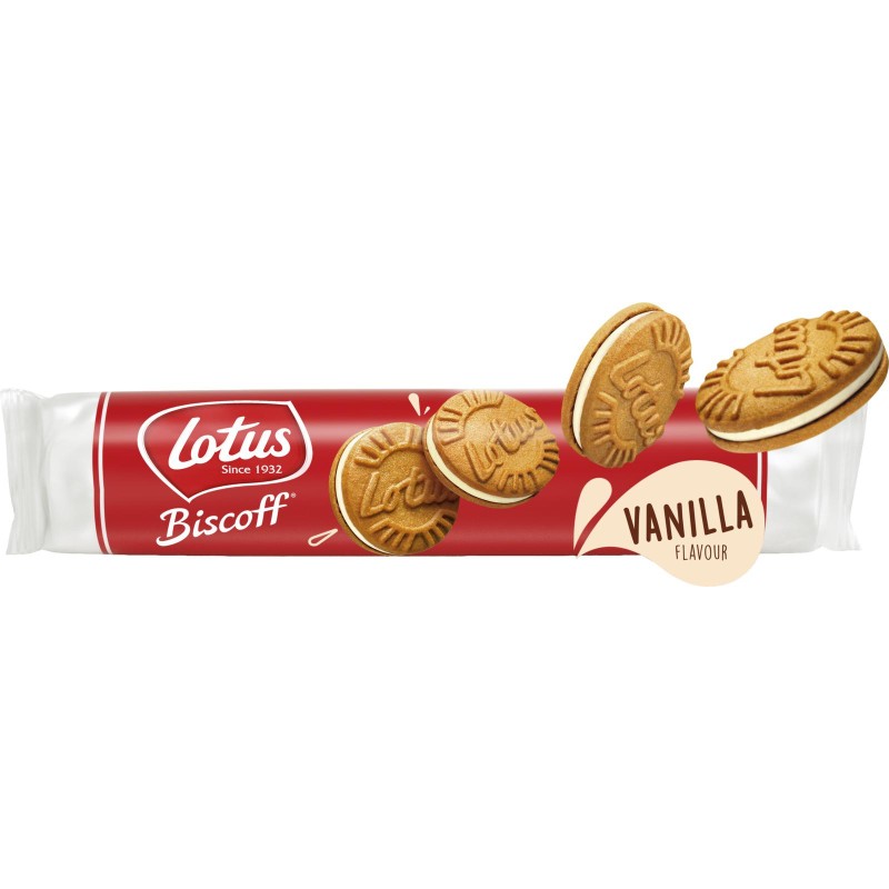 Biscotti Lotus Biscoff Ripieni di Crema al Gusto Vaniglia 1 Confezione da 150 grammi