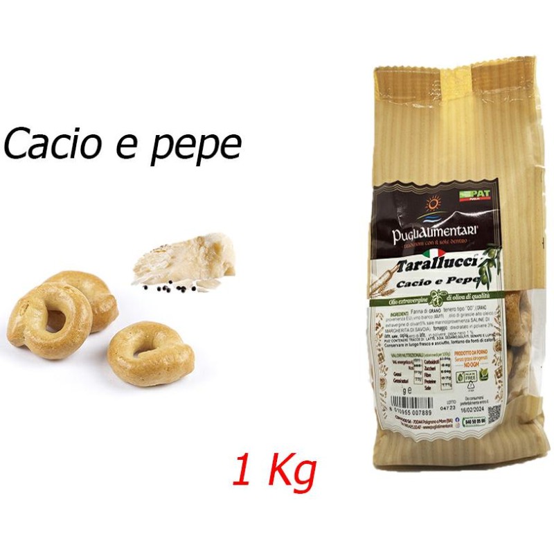 Puglialimentari Tarallucci Gusto Cacio e Pepe Busta da 1 Kg