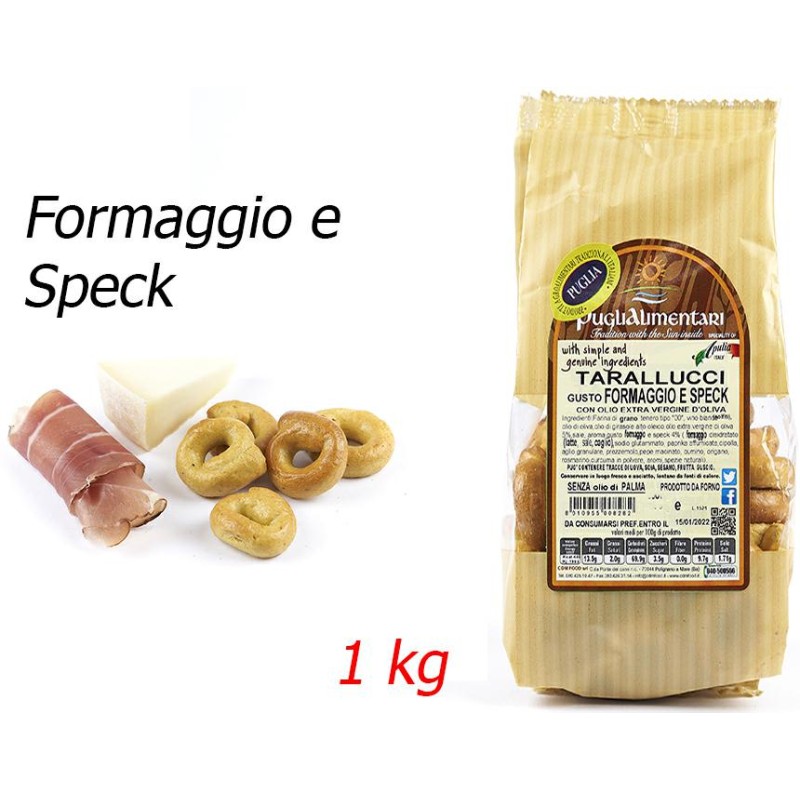 Puglialimentari Tarallucci Gusto Formaggio e Speck Busta da 1 Kg