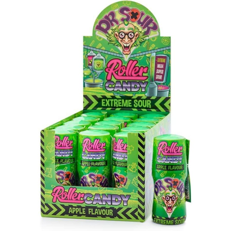 Felko Dr. Sour Roller Candy Caramella Liquida Gusto Mela 15 Roller x 40 gr.