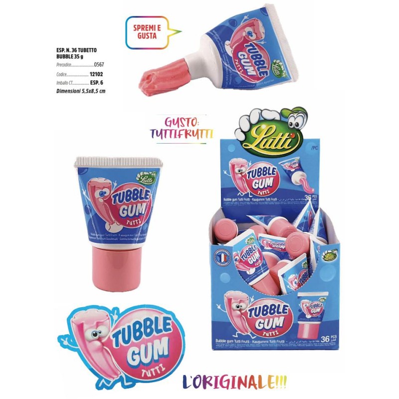 Tubetto Bubble Lutti Tubble Gum gr.35x36 Lutti