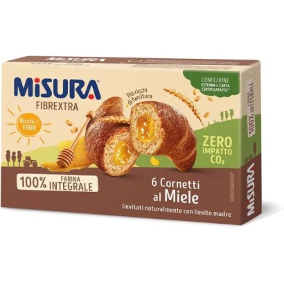 Misura Fibrextra confezione da 6 cornetti al miele lievitati naturalmente con lievito madre confezione da 308gr