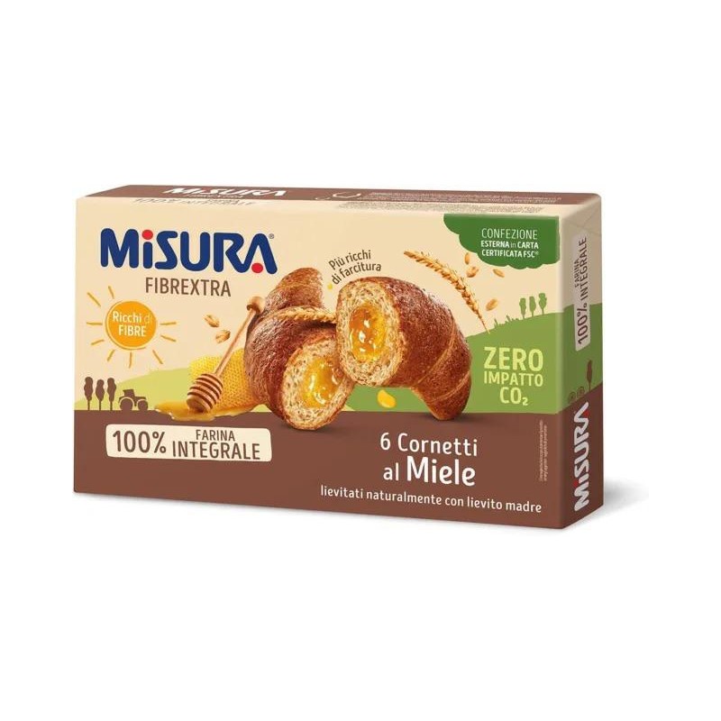 Misura Fibrextra confezione da 6 cornetti al miele lievitati naturalmente con lievito madre confezione da 308gr