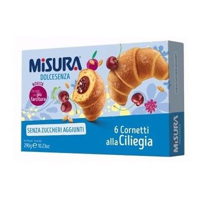 Misura Dolcesenza confezione da 6 cornetti alla ciliegia lievitati naturalmente con lievito madre confezione da 298gr