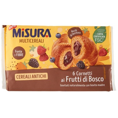 Misura Multicereali confezione da 6 cornetti ai Frutti di Bosco lievitati naturalmente con lievito madre confezione da 298gr