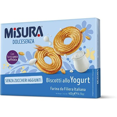 Misura Dolcesenza confezione da 12 porzioni da 4 biscotti allo  Yogurt con farina di tipo 2 da filiera confezione da 400gr