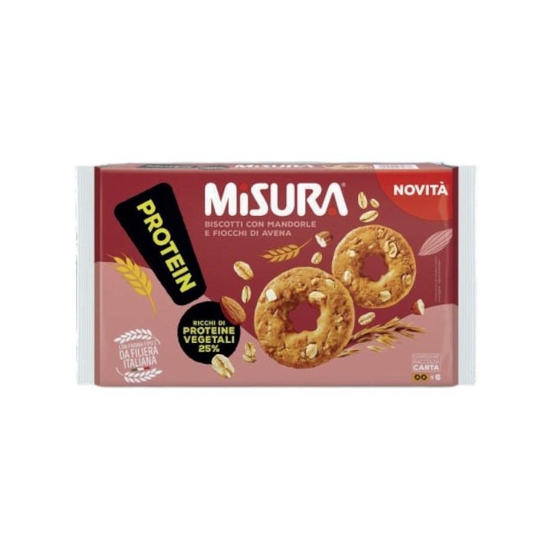 Misura Protein cf da 6 porzioni da 2 biscotti con Mandorle e Fiocchi di Avena da 260gr