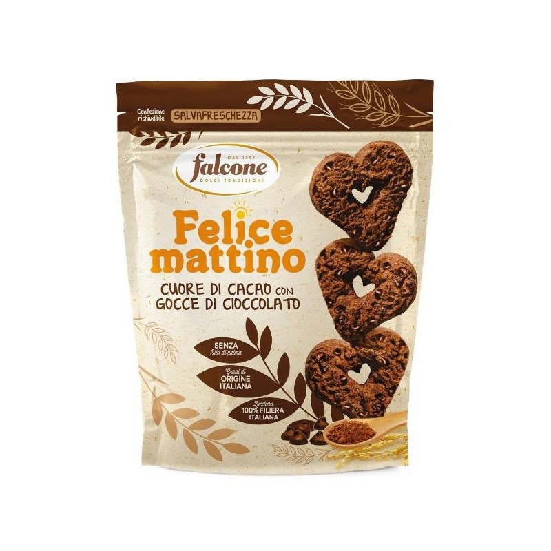 Falcone Felice Mattino Frollini Cuori di Cacao con Gocce di Cioccolato da 500 gr