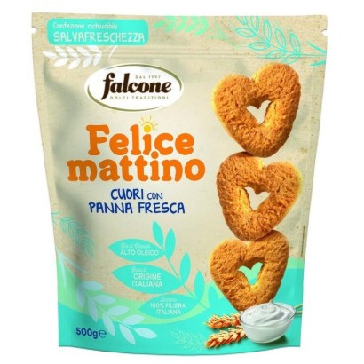 Falcone Felice Mattino Frollini Cuori con Panna Fresca Confezione Salvafreschezza gr. 500