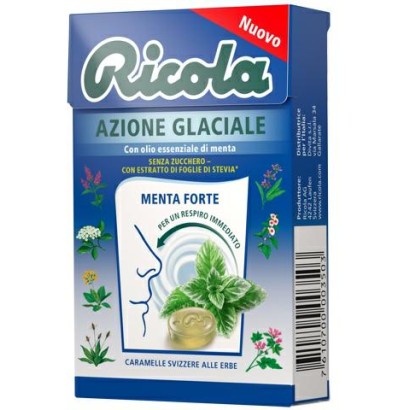 Ricola Azione Glaciale 1 Astuccio da 50 grammi Caramelle Balsamiche Senza Zucchero