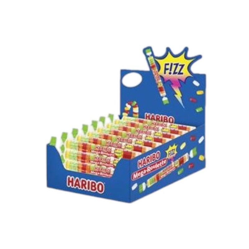 Haribo Mega Roulette Fizz Caramelle Gusto Frutta Confezione da 40 Tubi da 45 gr