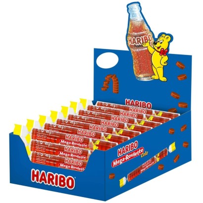 Haribo Mega Roulette Caramelle Gusto Cola Confezione da 40 Tubi da 45 gr