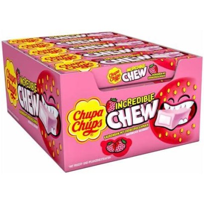 Chupa Chups Incredible Chew Caramella Morbida Gusto Fragola 20 Stick