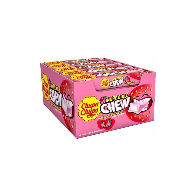 Chupa Chups Incredible Chew Caramella Morbida Gusto Fragola 20 Stick