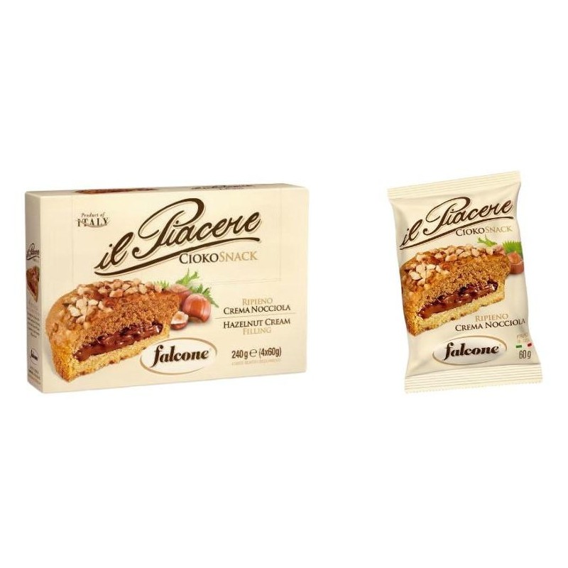 Falcone Il Piacere Red Fruit snack ripieno Gianduia 4 snack incartati singolarmente da 60gr