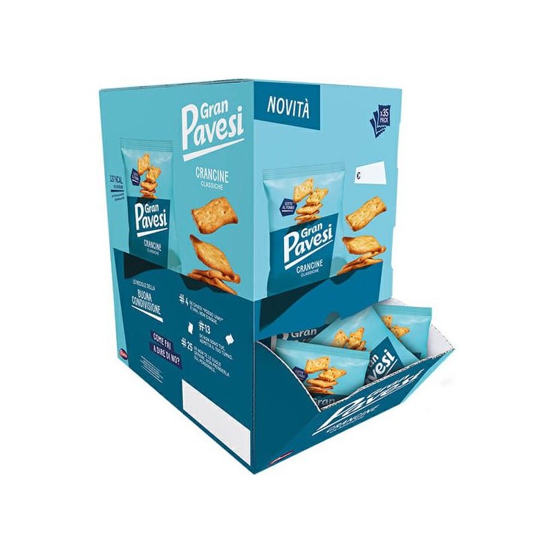 Gran Pavesi Crancine Classiche cotte al forno - Confezione da 35 bustine da 30gr ciascuna, snack croccante e leggero