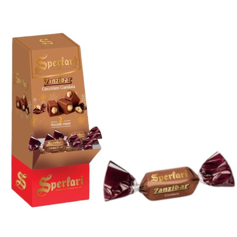 Sperlari Zanzibar Torroncini Cioccolato Gianduia Espositore con Busta da 1 Kg Senza Glutine