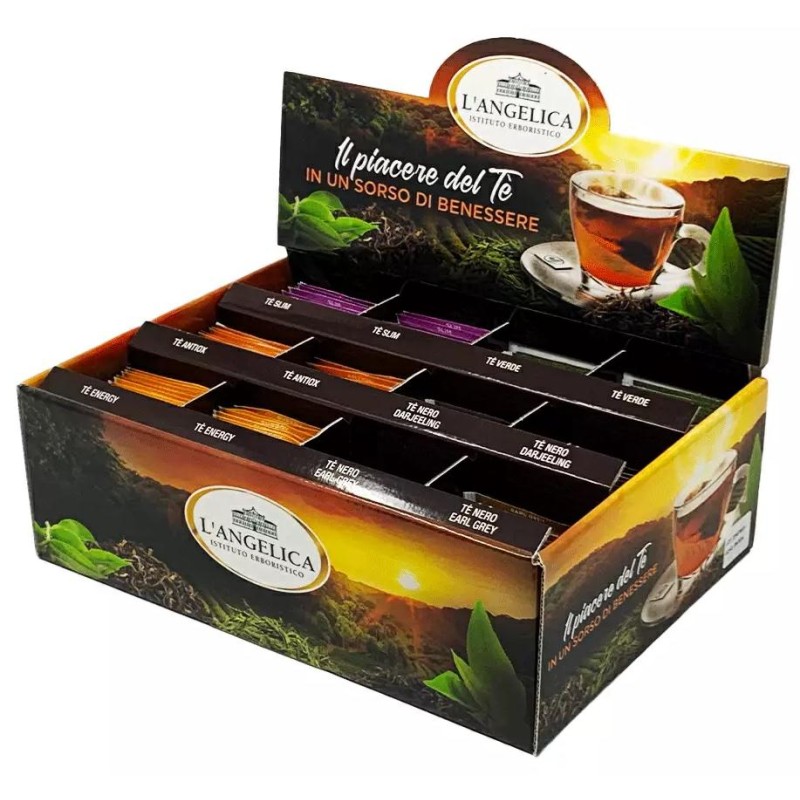 L'Angelica, 120 Filtri di Te' Verde e Te' Nero, con Earl Grey, Darjeeling, Te' Slim alla Pesca