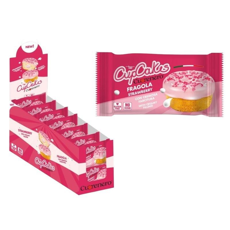 Tiny CupCakes Gusto Fragola con Cremosa Farcitura Espositore da 14pz x 40gr