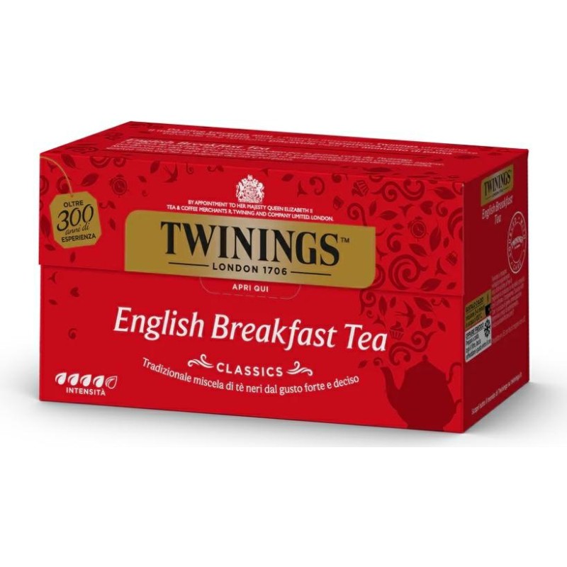 Twinings English Breakfast Tea Classics 25 Filtri + 1 Bustina Green Tea Omaggio