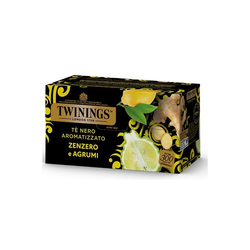 Twinings Te' Nero Aromatizzato Zenzero e Agrumi Confezione da 25 Filtri