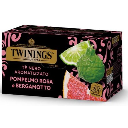 Twinings Te' Nero Aromatizzato Pompelmo Rosa e Bergamotto Confezione da 25 Filtri