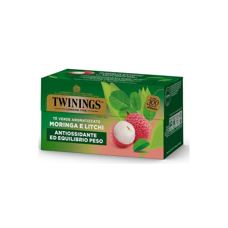 Twinings Te' Verde Aromatizzato Moringa e Litchi Confezione da 25 Filtri