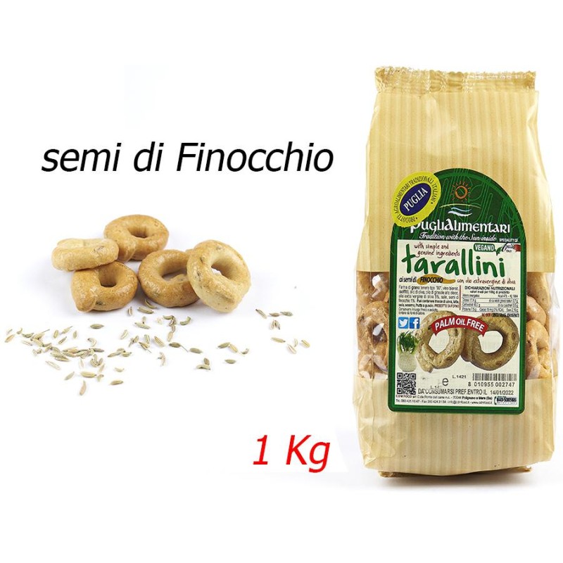 Puglialimentari Tarallucci al Finocchio Busta da 1 Kg