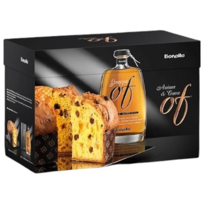 Cofanetto Anima e Cuore Panettone Of gr.750 e Grappa Of cl.70