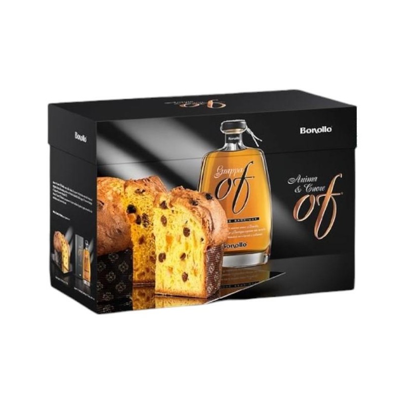 Cofanetto Anima e Cuore Panettone Of gr.750 e Grappa Of cl.70