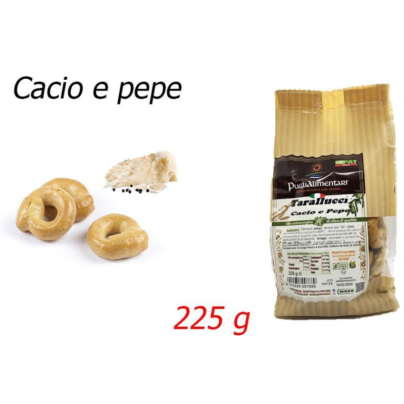 Puglialimentari Tarallucci Cacio e Pepe Busta da 225 grammi Puglialimentari Tarallucci Cacio e Pepe Busta da 225 grammi
