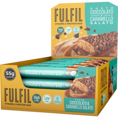 Fulfil Barretta Proteica Cioccolato e Caramello Salato Ð Confezione da 15 barrette da 55g