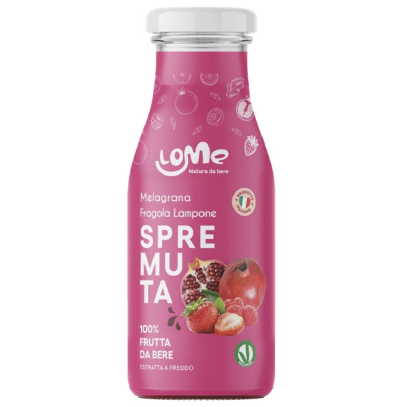 Spremuta di Melagrana Fragola Lampone LoMe Succo 100% ml.200x12