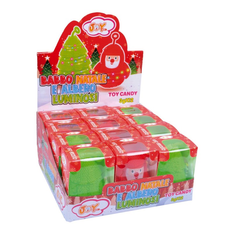 Babbo Natale E Albero Luminosi con Caramelle Frutta Espositore da 12 Astucci