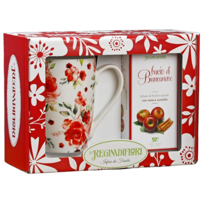 Scatola Vetrina Mug + Tisana Bacio di Biancaneve Regina di Fiori