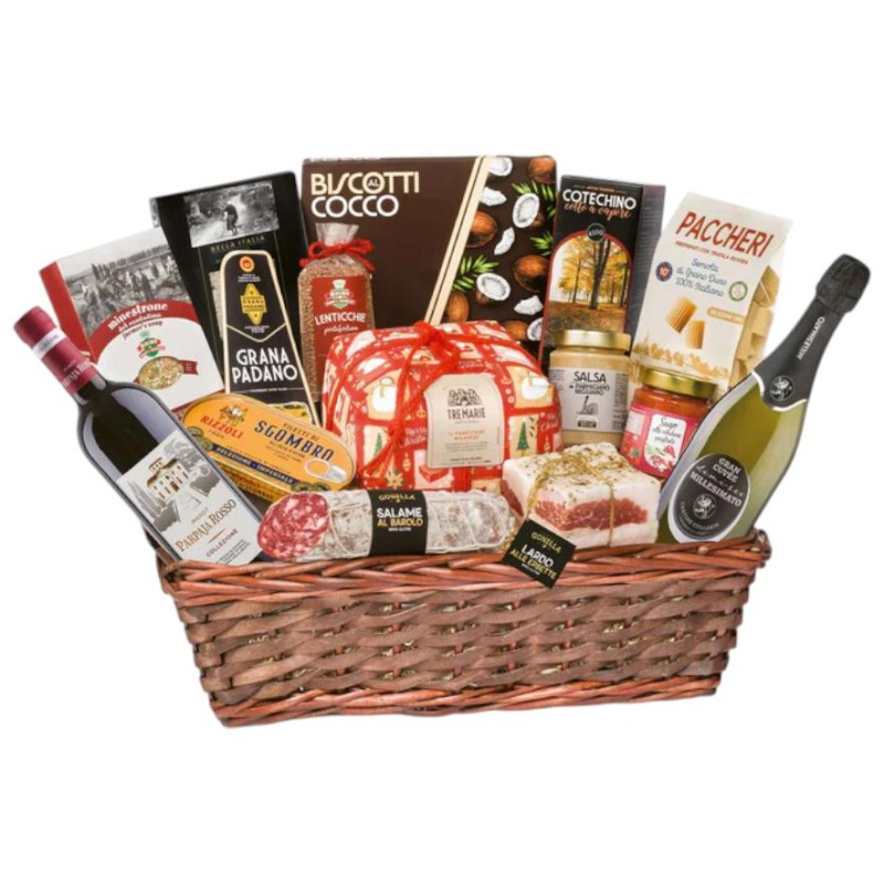 Cesto Natalizio in vimini La Madia pz.16 Villa Guelfa