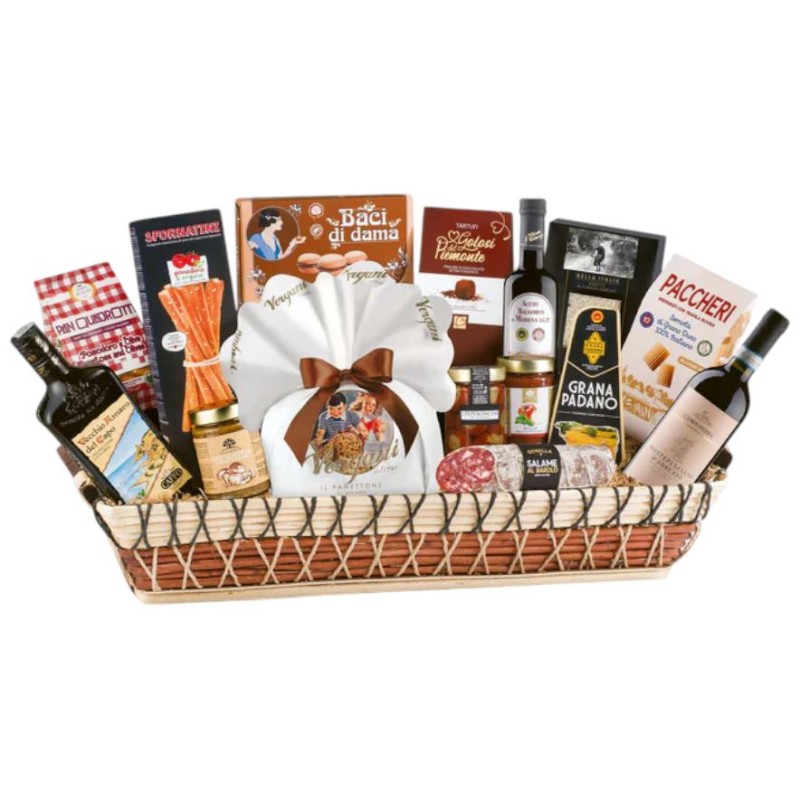 Cesto Natalizio in vimini Belle Epoque pz.16 Villa Guelfa